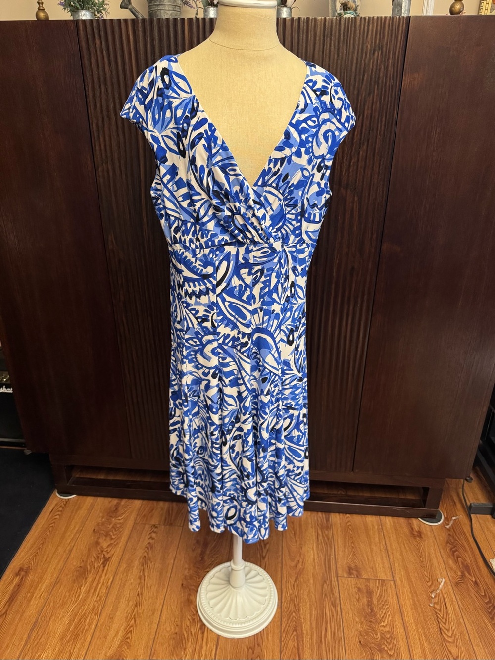 Ralph Lauren blue and white faux-wrap dress